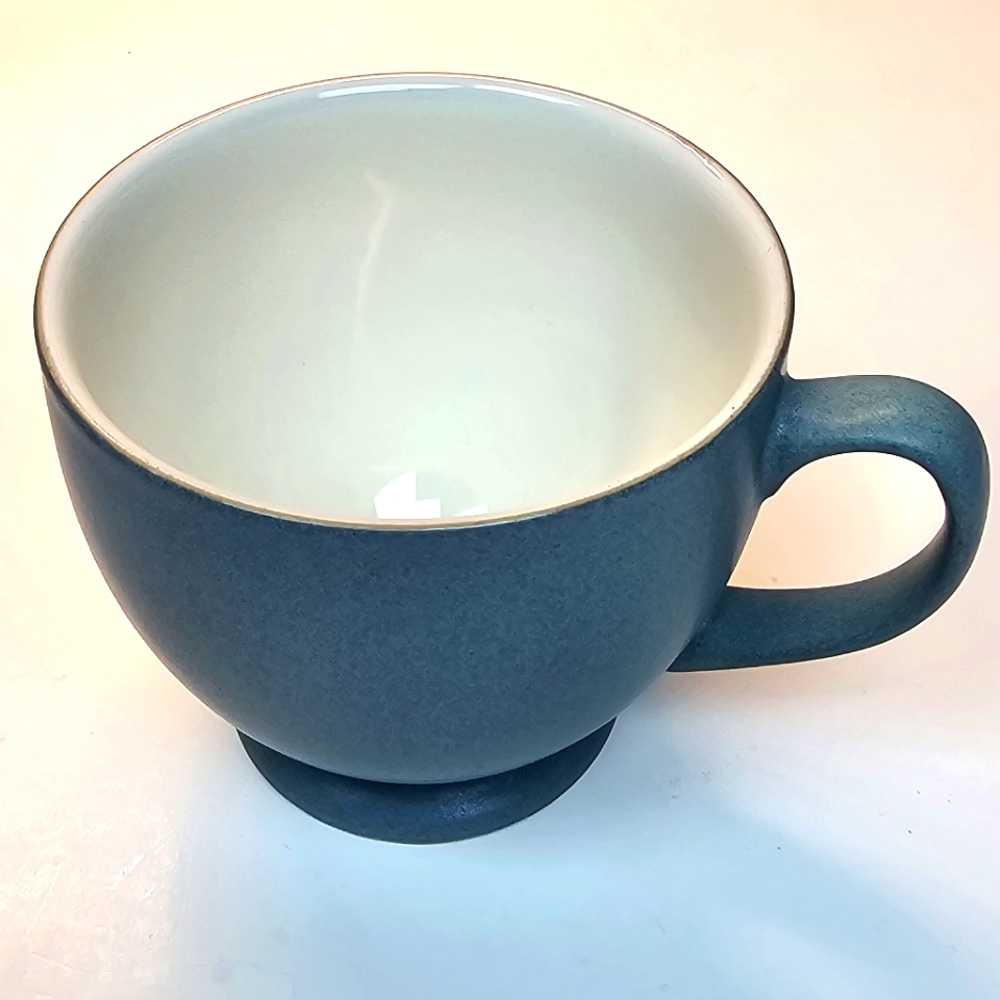 4 Set Denby Luxor Touquoise Blue 3" Footed Tea /Coffee Cups Handcrafted England